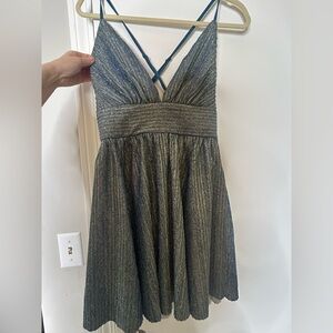 Lulu's Metallic Teal Going Out dress